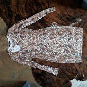 Snakeskin print body con sexy dress
